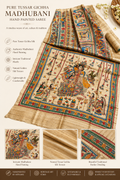 Pure Tussar Giccha Madhubani Hand Paint