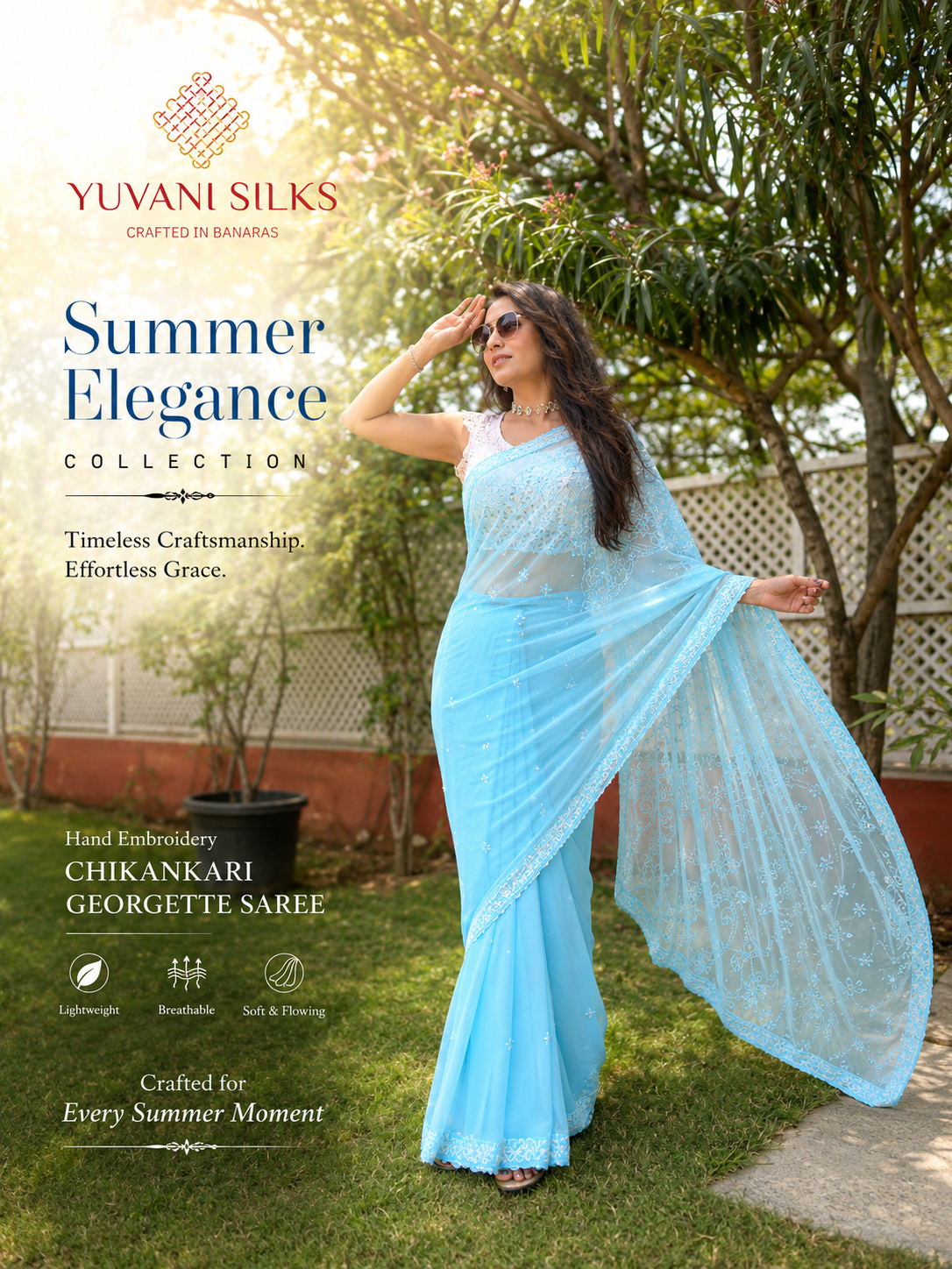 Georgette Hand Embroidery Sari