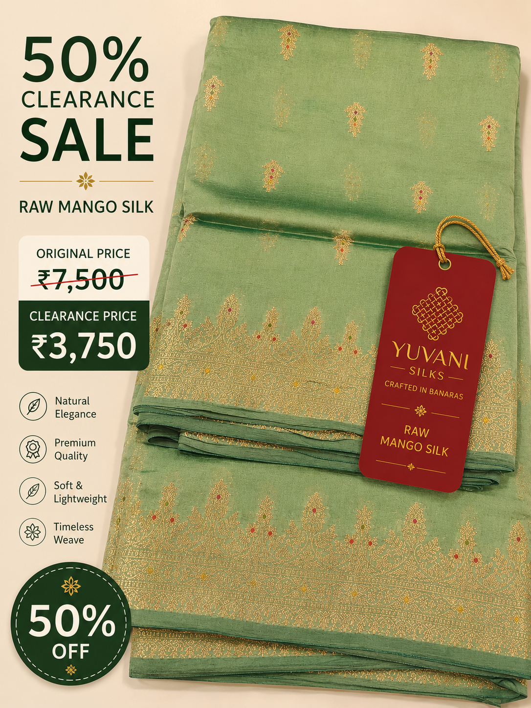 Raw Mango Silk Alfi Buti