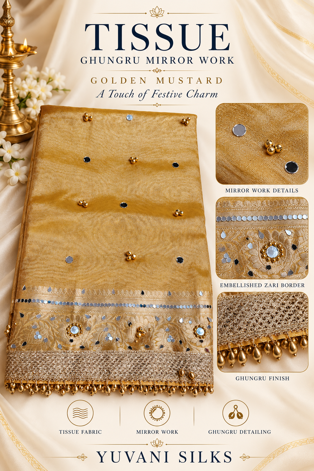 Tissue Ghungru with & without Mirror Work